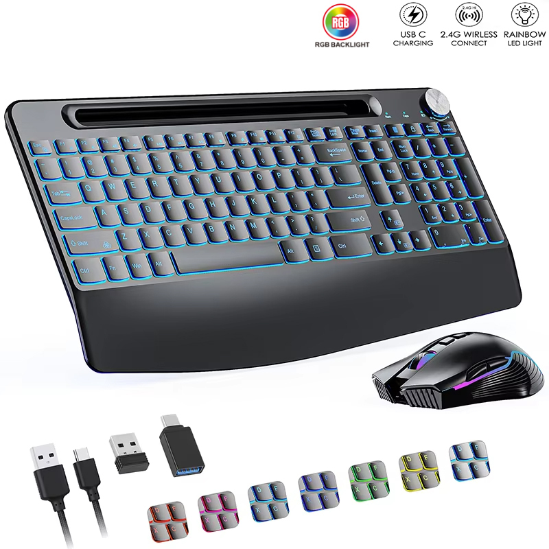 Gaming Keyboard Ergonomics - Mouse Keyboard nirkabel 2.4G & tipe-c,