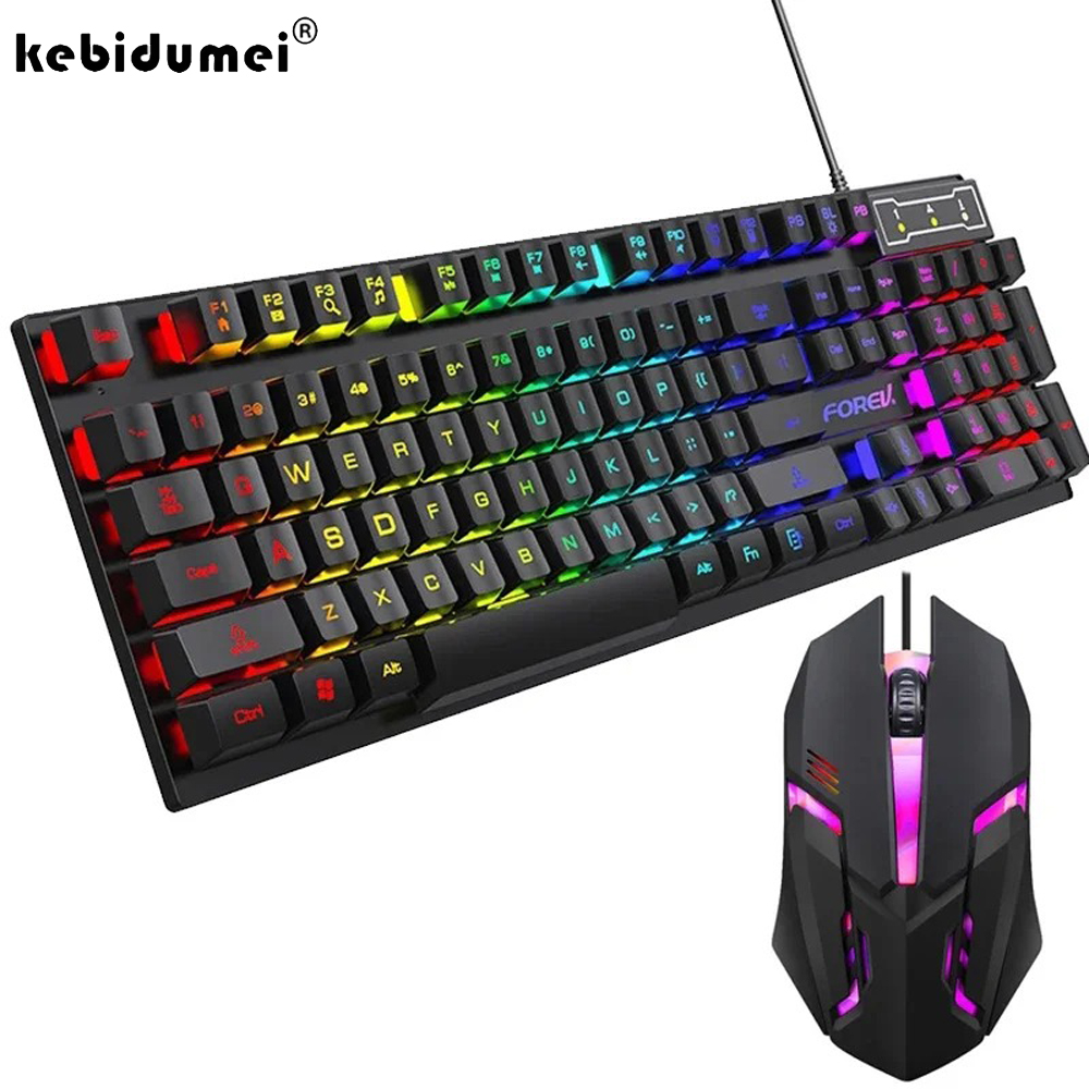 Keyboard Mouse Bundle Gaming - Kebidumei 104 Key Keyboard Mekanis dengan