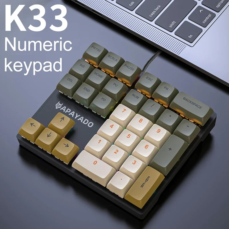 Gaming Keyboard 1 Hand - K33 Keypad Numerik Mekanis Berkabel dengan