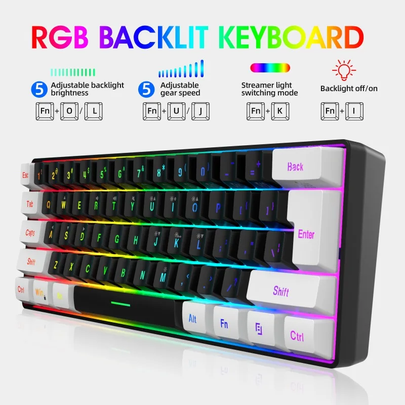 Keyboard dan Mouse 60% Combo K - Gaming Keyboard Ergonomics ulasan dan harga