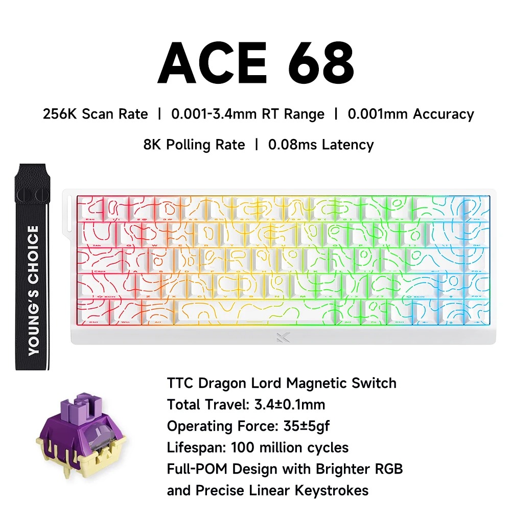 MCHOSE ACE 68 Keyboard Gaming  - Gaming Keyboard Hall Effect Switches ulasan dan harga